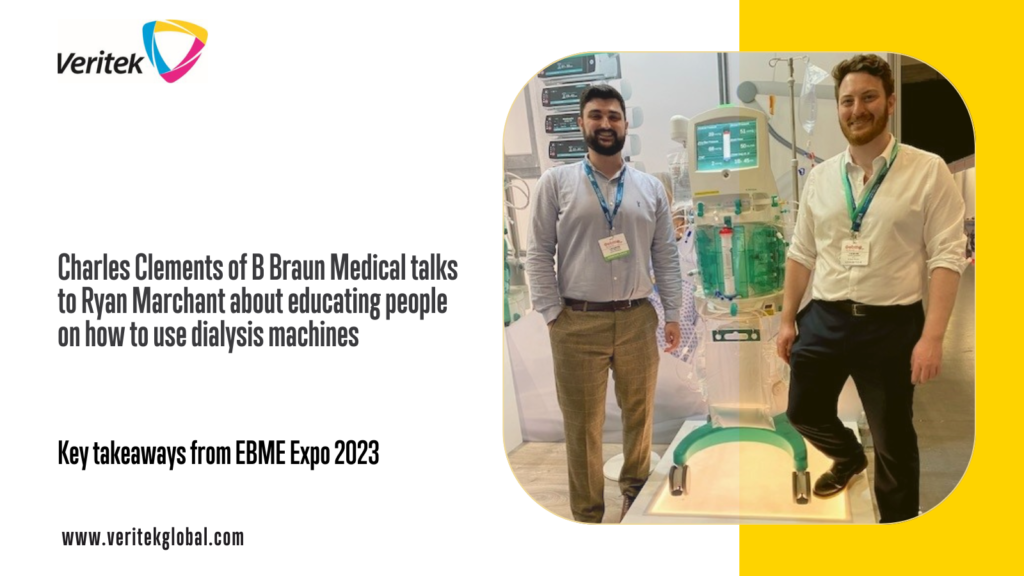 Charles Clements of B Braun Medical talks to Veritek Account Manager Ryan Marchant about educating people on how to use dialysis machines