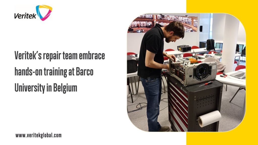 Veritek’s repair team embrace hands-on training at Barco University in Belgium