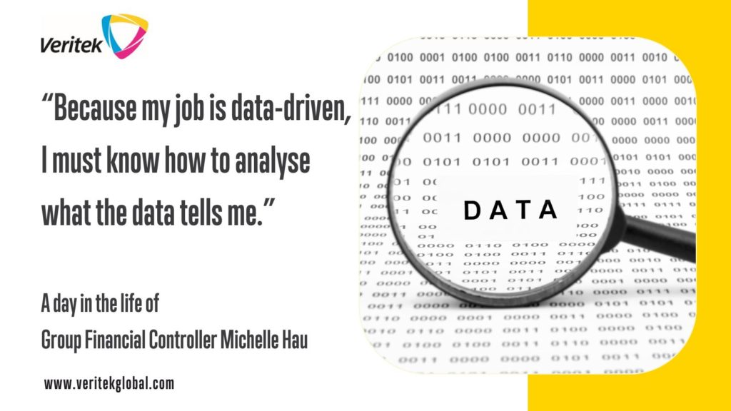 Picture depicting data. “Because my job is data-driven, I must know how to analyse what the data tells me.” A day in the life of Veritek Financial Controller Michelle Hau