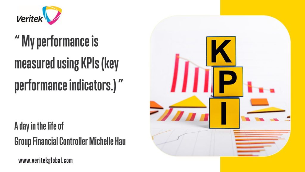 Building blocks on a chart depicting KPIs. A day in the life of Veritek Financial Controller Michelle Hau